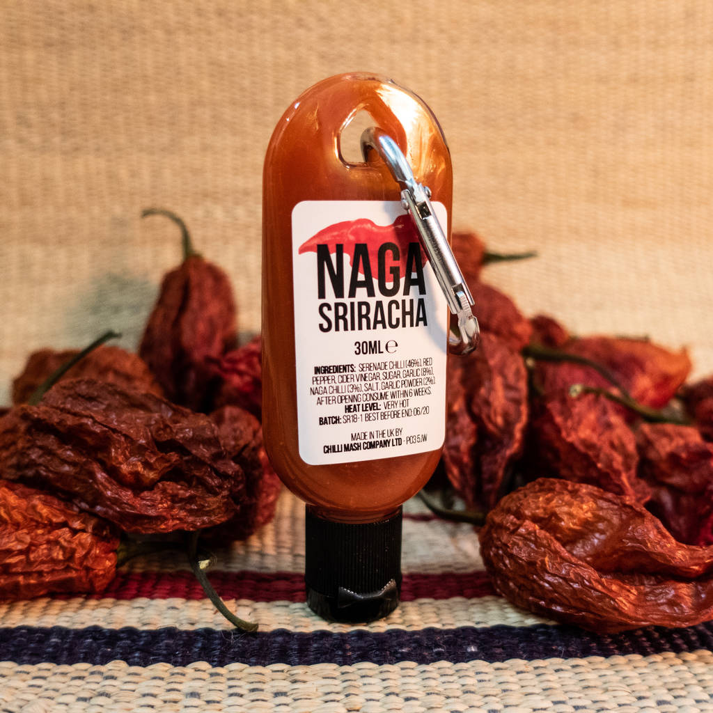 Mini Naga Sriracha Hot Sauce Chilli Keychain, 1 of 2