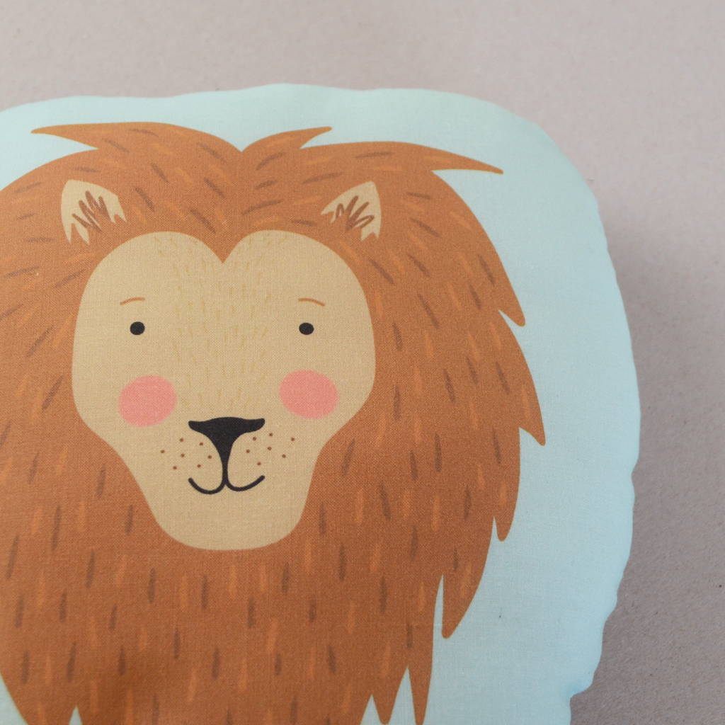 Children's Lion Face Shaped Cushion By Hannah Stevens
