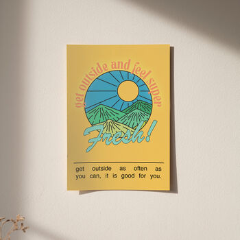 Get Outside And Feel Fresh! Mountain Typography Print, 2 of 6
