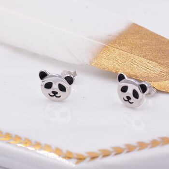 Sterling Silver Panda Bear Stud Earrings, 4 of 11