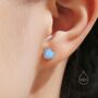 Sterling Silver Blue Opal Heart Screw Back Earrings, thumbnail 6 of 10