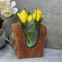 18cm Molten Glass Wedge Vase On Teak Root Flower Holder, thumbnail 7 of 12