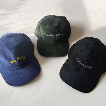 Embroidered Personalised Slogan Cord Cap, 10 of 11