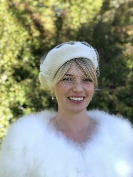 Ivory Beret With Optional Veil And Accessories, 2 of 12