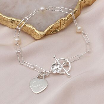 Personalised Silver Or Gold Pearl Charm Bracelet, 2 of 5