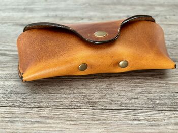 Personalised Burnt Tan Leather Glasses Case, 9 of 11