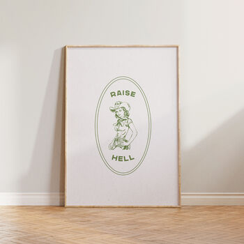 Cowgirl Raise Hell Western Wall Art Print, 6 of 9