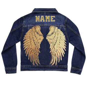 Personalised Kids Denim Jacket With Sequin Wings, 5 of 9