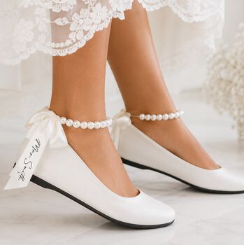 Personalised Bridal Prom White Pearl Pumps, 2 of 5