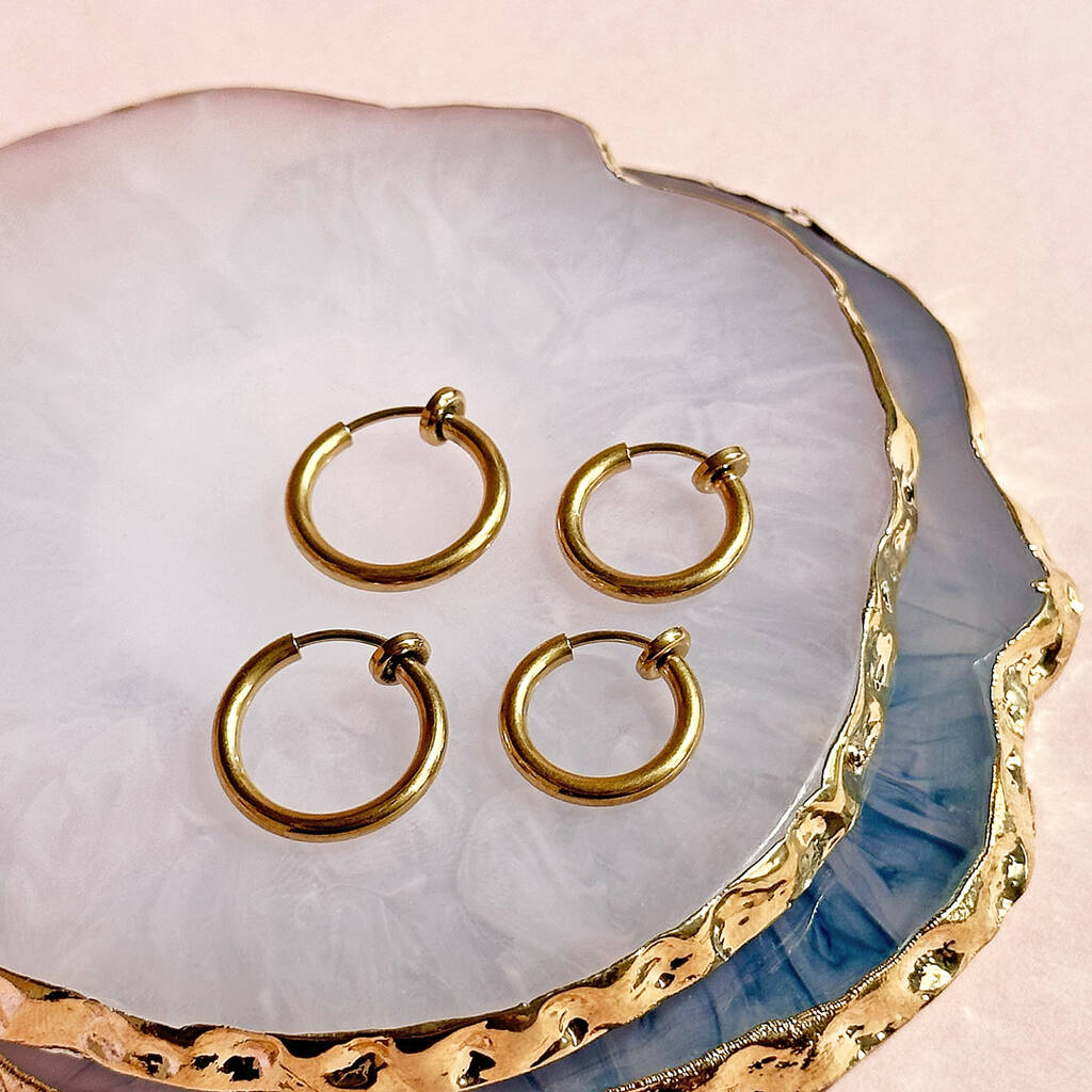 14k Yellow Gold Small J-Hoop Non-Pierced Earrings Z906 | Joy Jewelers