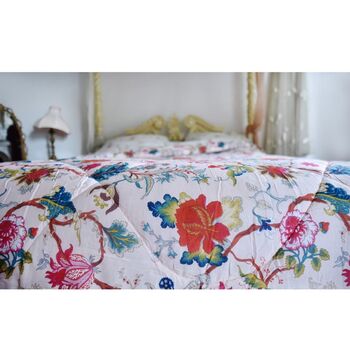 Pink Exotic Flower Cotton Indian Bed Quilt, 3 of 8