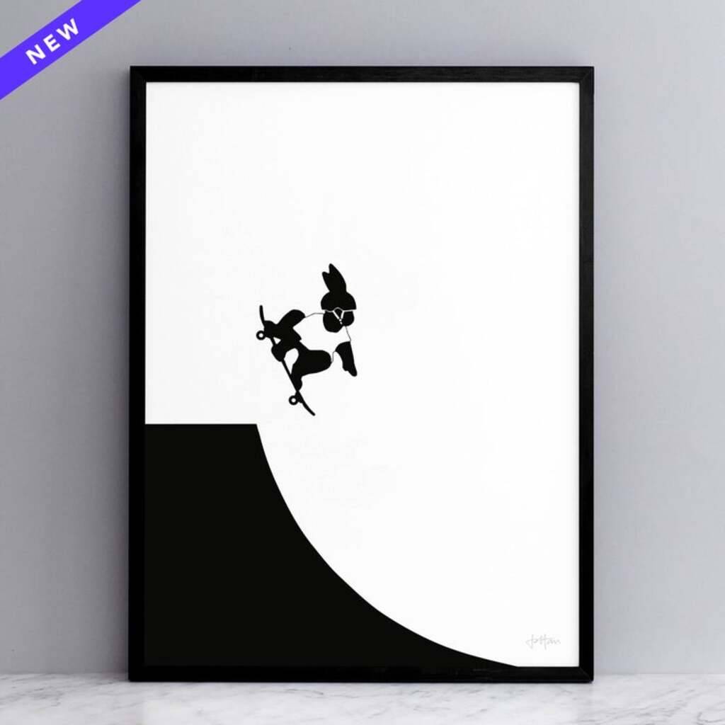 Skateboarding Rabbit Print