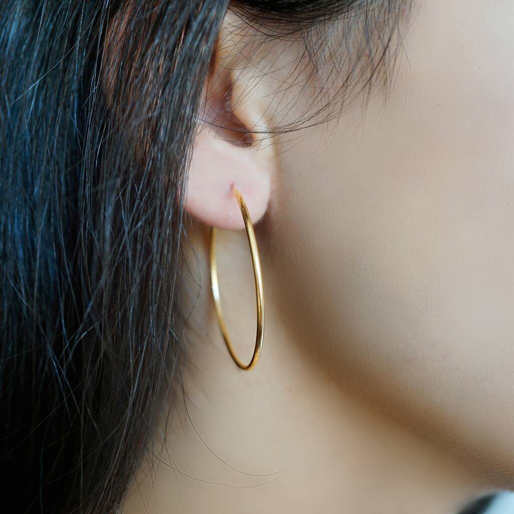 Skinny Gold Hoop Earrings Small By Talia Naomi Jewellery