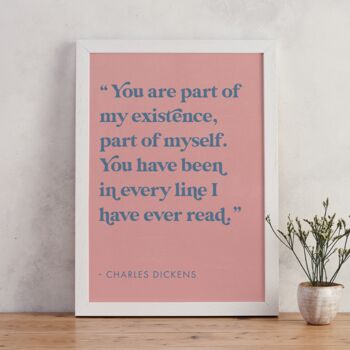 Romantic Quote Art By Charles Dickens Valentines Day, 2 of 5