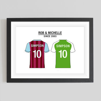 Personalised Football Team Print For Couples, 6 of 8