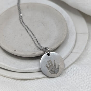 Personalised Handprint Footprint Steel Disc Necklace, 2 of 5