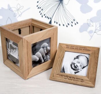 Personalised Oak Photo Cube Keepsake Box, 2 of 7