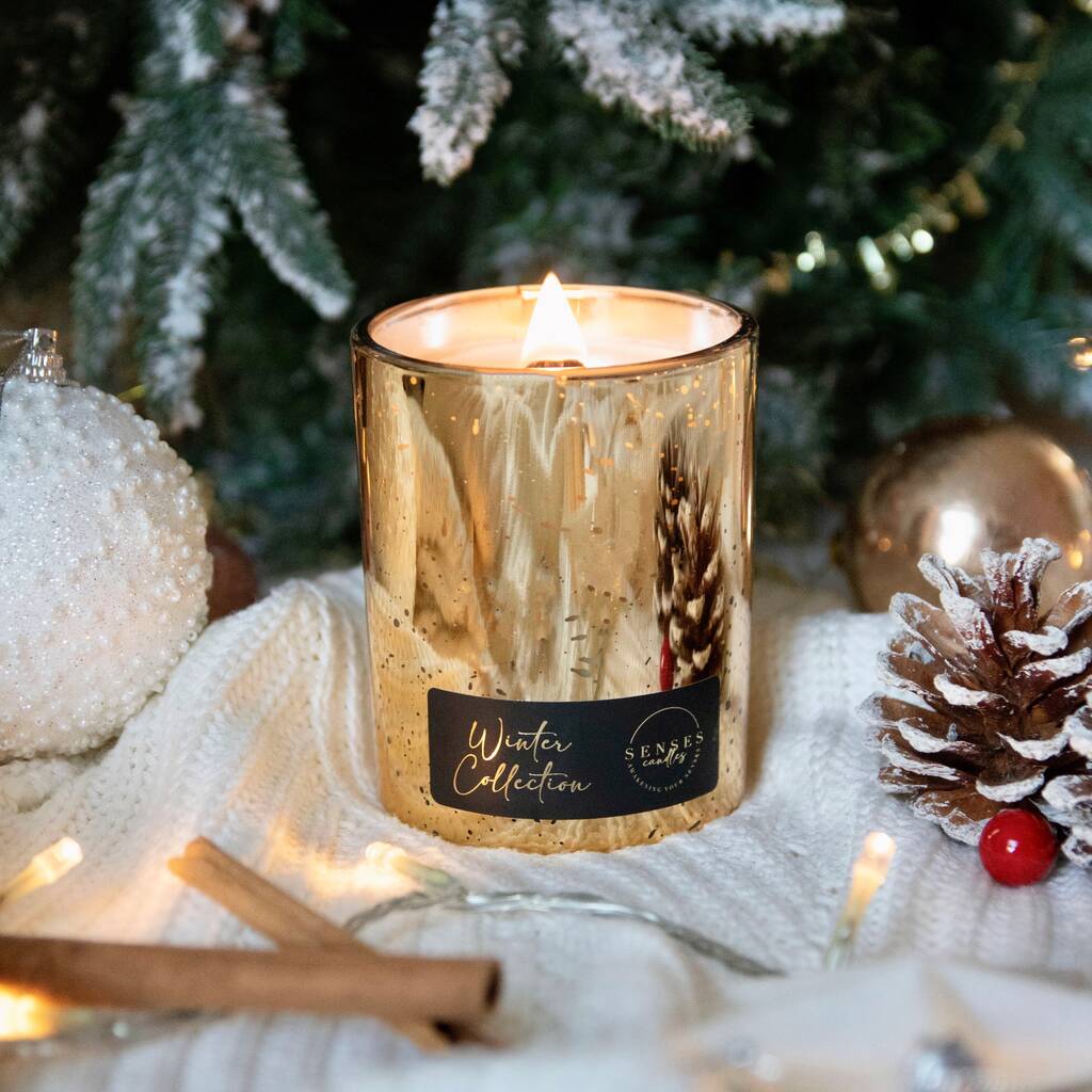 Mulled Wine Winter Candle, Wood Wick And Coconut Wax, 1 of 3