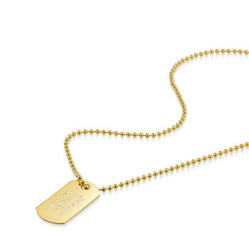 Army Dog Tag With Bead Chain 18 K Gold Plated Silver, 3 of 5