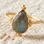 Aqua Chalcedony 18 K Gold And Silver Pear Shaped Ring, thumbnail 10 of 12
