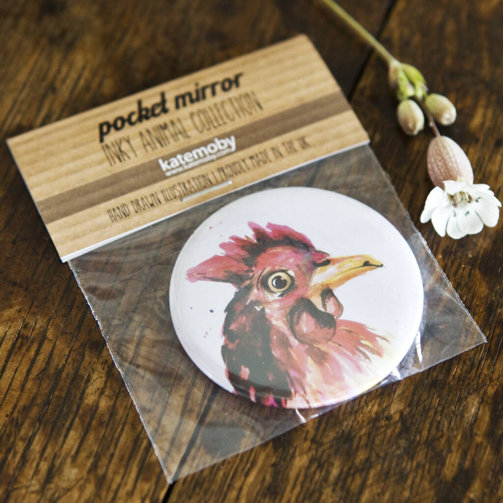 Inky Chicken Pocket Compact Mirror By Kate Moby