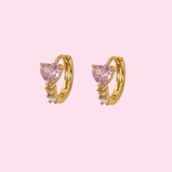 Hypoallergenic 18 K Gold Plated Heart Hoops, 4 of 5