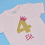 Personalised Birthday Princess Crown Kids T Shirt, thumbnail 4 of 4