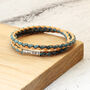 Personalised Cork Bracelet Natural/Blue Double Wrapped, thumbnail 3 of 7