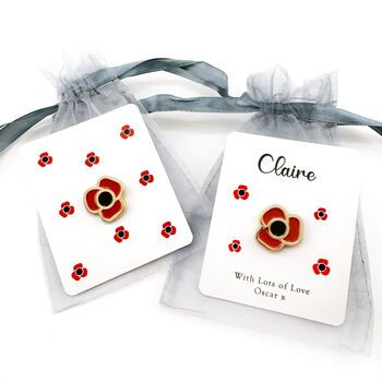 Red Personalised Poppy Pin Badge, Brooch, 3 of 8