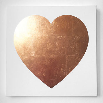 Copper Metallic Leaf Heart On Canvas By Centred Heart ...