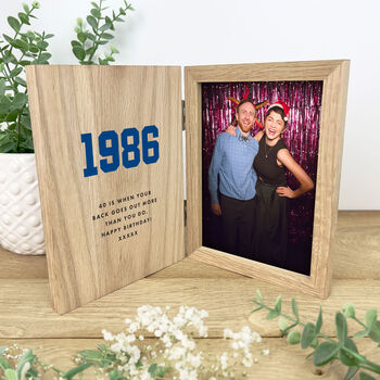 Personalised Year Milestone Wooden Book Frame For Birthday Or Anniversary Gift, 3 of 8