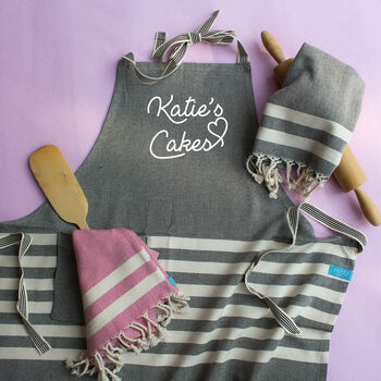 Personalised Cotton Kitchen Apron And Kitchen Towels, 4 of 11