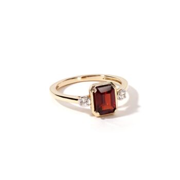 Yellow Gold Garnet And Created White Sapphire Ring, 3 of 4