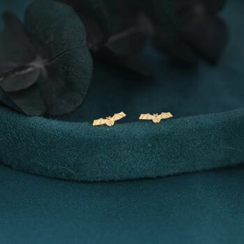Extra Tiny Bat Stud Earrings In Sterling Silver, 4 of 12