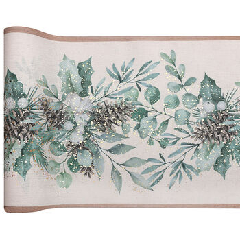 Winter Green Botanical Cotton Christmas Table Runner 3m X 28cm, 2 of 4