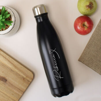 Personalised Heart Black Metal Insulated Drinks Bottle, 3 of 6