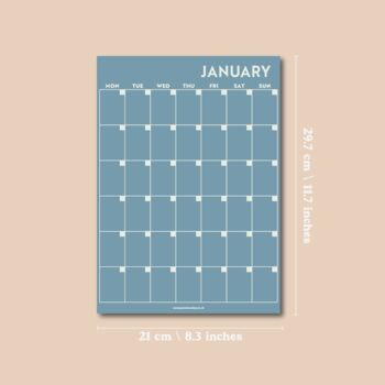 A4 Monthly Undated Wall Planner | 12 Pages | Blue Green, 10 of 10