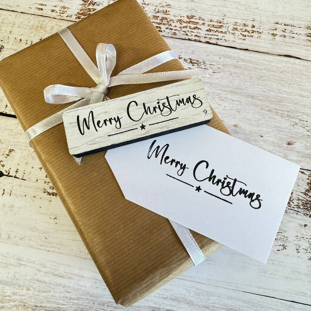 Large Merry Christmas Rubber Stamp For Holiday Crafting D9, 1 of 3