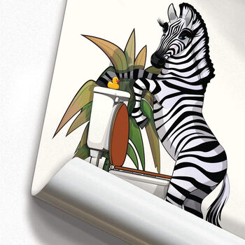 Zebra Using The Toilet, Funny Bathroom Art, 7 of 7