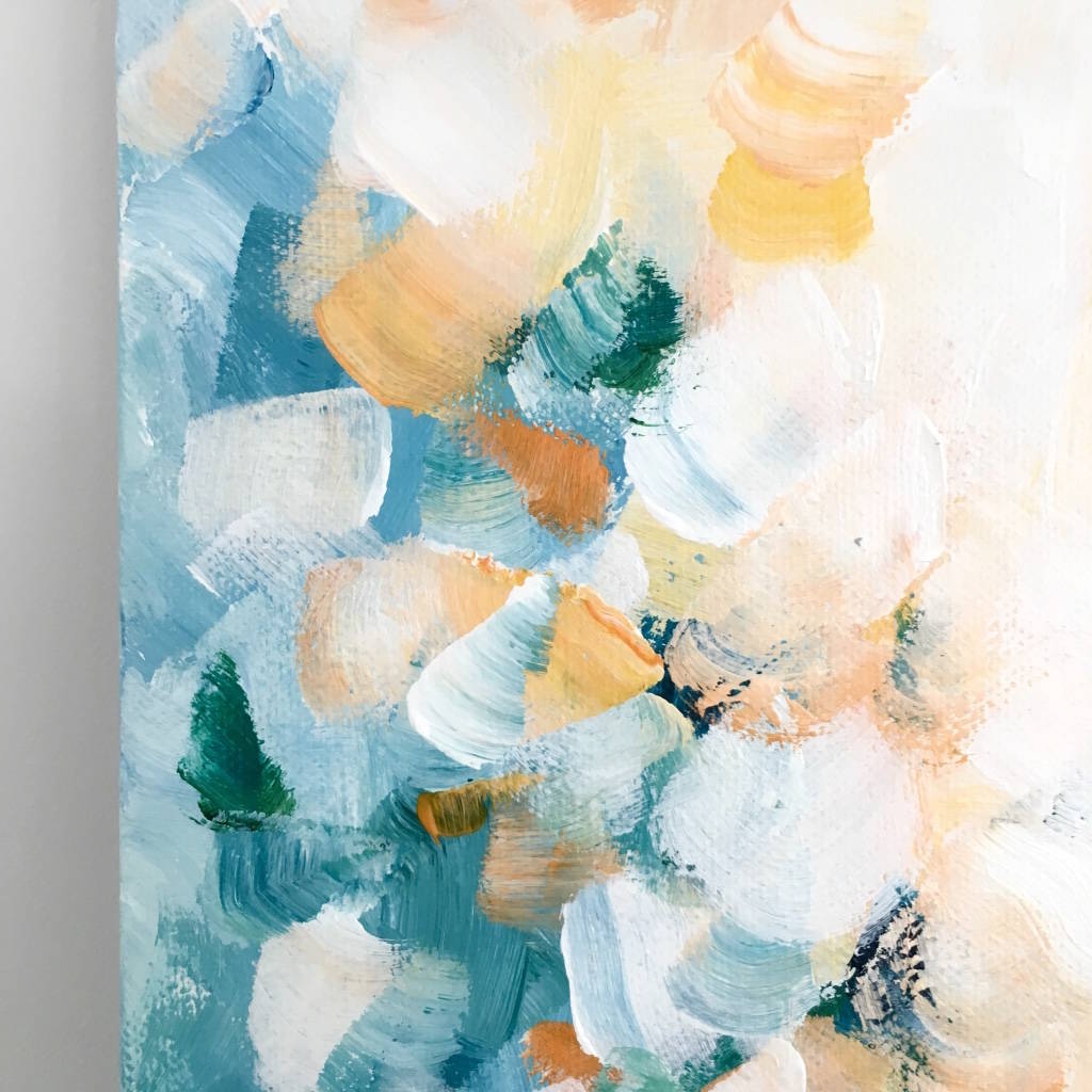 Contemporary Blue Orange Abstract Painting On Canvas By PaintMeHappy