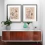 Birds And Butterfly Chinoiserie Art Prints Duo, thumbnail 1 of 8