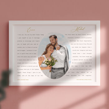 Personalised His And Hers Wedding Vows Photo Print, 7 of 7