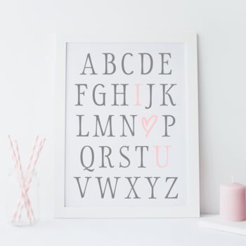 Abc I Heart You Alphabet Typography Print, 2 of 2