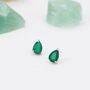 Sterling Silver Genuine Green Onyx Droplet Stud Earrings, thumbnail 3 of 10