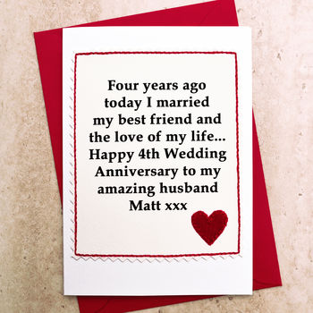 Personalised 4th Wedding Anniversary Card, 2 of 4