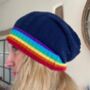 Cashmere Hat Rainbow Navy Beanie, thumbnail 2 of 3