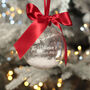 Round Glass Santa's Sleigh Snow Filled Family Christmas Tree Bauble, thumbnail 4 of 7