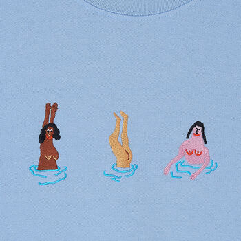 Swimming Ladies Embroidered T Shirt, 3 of 8