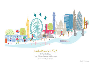 London Marathon Skyline Landmarks Personalised Print, 3 of 3