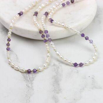 Gemstone And Pearl Beaded Necklace, 7 of 12